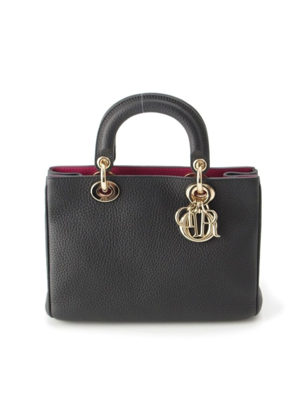 Diorissimo Issimo Leather 2-Way Handbag Black Magenta Small